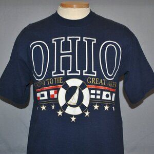 Vintage Fruit of the Loom Ohio Tee Size Large Great Lakes Nautical Shirt